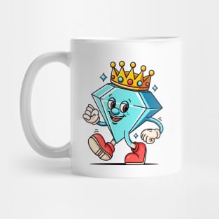 Diamond with crown on head, cartoon mascot Mug